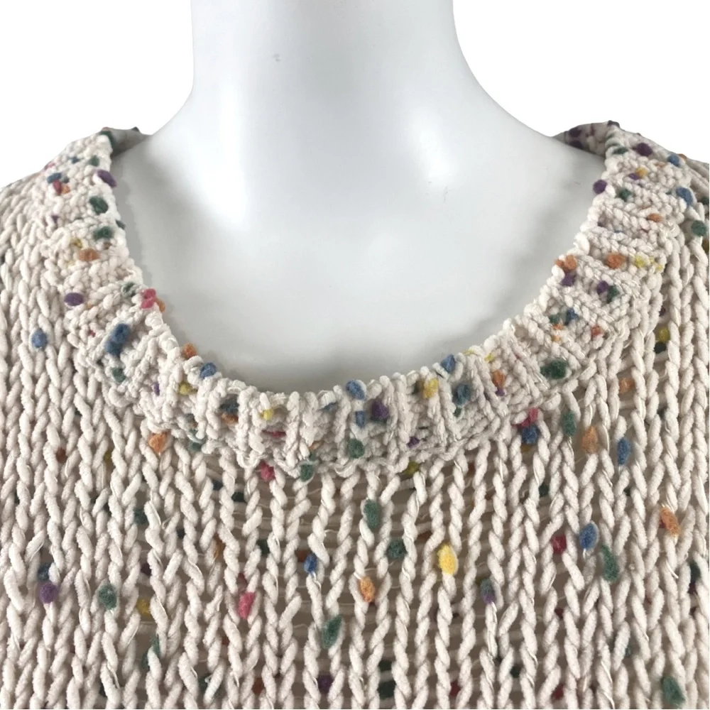 DEE ELLY Women’s Sweater Popcorn Funfetti Knit Distress Drop Shoulder Size Small - Picture 10 of 16